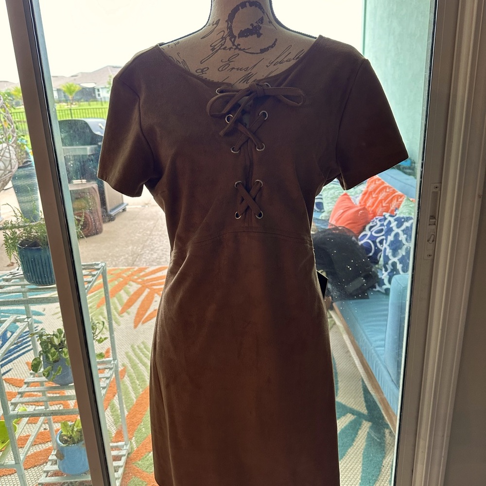 NWT Express Brown Suede Dress 10